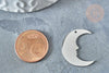 Pendentif lune acier 201 inoxydable platine 24mm, x1 G7603