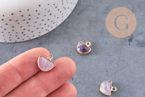 Pendentif lune améthyste,pendentif bijoux,pendentif pierre, pierre naturelle,amethyste naturelle,pendentif pierre,13.5mm x1 -G6309