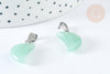 Pendentif lune aventurine verte naturelle support laiton argenté 29mm, pendentif lune bijou pierre naturelle, x1 (G7930)