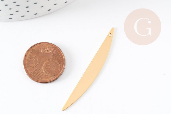 Pendentif lune doré 16K 50mm, x2 (G2652)