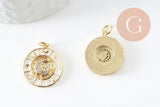 Pendentif lune doré 18K émail blanc zircon,pendentif lune doré horoscope,porte-bonheur,laiton doré,20mm, x1 (G5329)