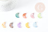 Pendentif lune en nacre multicolore support cuivre argenté 28.5mm, pendentif lune coquillage bijoux DIY x1 G9155