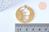 Pendentif lune et soleil acier 201 inoxydable doré 32mm, breloque acier inoxydable doré pour création bijoux, x1 G6187