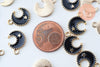 Pendentif lune zamac doré émail noir 16mm,pendentif doré pour création de bijoux, x5 (G6087)