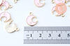 Pendentif lune zamac doré émail rose clair 16mm,pendentif doré pour création de bijoux, x5 G6093