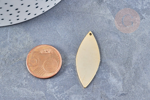 Pendentif marquise cuivre doré 16K 37mm,pendentif doré pour création bijoux DIY, x1 G8352