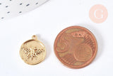 Pendentif médaille abeille laiton doré 18K 15mm, x1 (G7120)