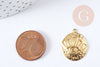 Pendentif médaille bombée ronde oeil protecteur laiton brut 22.5mm, x1 (G8841)