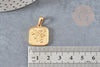 Pendentif médaille carré rose acier 304 inoxydable doré 20.5mm, création bijoux médaille or x1 (G4551)