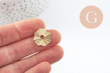 Pendentif médaille cerle laiton brut,apprêt doré, sans nickel,médaille dorée,laiton brut, médaille ronde,15mm, x5 (G1255)