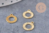 Pendentif médaille cerle texturée laiton brut, apprêt doré, sans nickel,médaille dorée, médaille ronde,10mm, x5 (G2826)