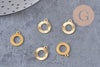 Pendentif médaille cerle texturée laiton brut, apprêt doré, sans nickel,médaille dorée, médaille ronde,10mm, x5 (G2826)