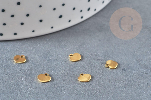 Pendentif médaille coeur acier doré, pendentif doré,sans nickel,acier doré,médaille or,6mm, x20 G0344