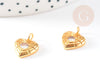 Pendentif médaille coeur laiton doré 18K et cristal zircon,pendentif laiton amour pour création bijoux,13mm, x1 G6078