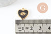 Pendentif médaille coeur oeil émail laiton doré 18K et cristal zircon,pendentif laiton amour pour création bijoux,13mm, x1 (G3414)