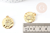 Pendentif médaille coeur sacré laiton doré 18k 22mm sans nickel, pendentif amour, x1 G5958