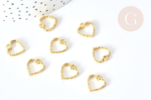 Pendentif médaille coeur zamac doré 14mm, pendentif doré sans nickel pour la création bijoux,médaille or, x1 G8180