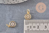 Pendentif médaille doré cristal zircon, pendentif doré,porte-bonheur,laiton dore,bijou médaille,17mm, x1 (G0483)