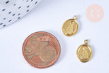 Pendentif médaille ovale Vierge Marie laiton brut 11mm, pendentif religion notre dame madonne, les 2-G6550