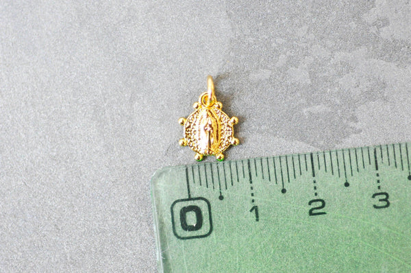 Pendentif médaille ovale Vierge Marie laiton doré 11mm, x1 (G3480)