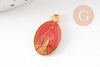 Pendentif médaille ovale Vierge Marie zamac doré émaillée 17.5mm x1 ou x5 (G8839)