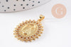 Pendentif médaille ovale Vierge Notre Dame d'Aparecida laiton doré 18K 31.5mm, x1 (G10254)