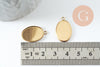 Pendentif médaille ovale support cabochon 18x13mm acier 304 inoxydable doré IP, x2 (G9815)