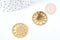 Pendentif médaille phases Lune ajouré acier 201 inoxydable doré 23mm, x1 (G8720)