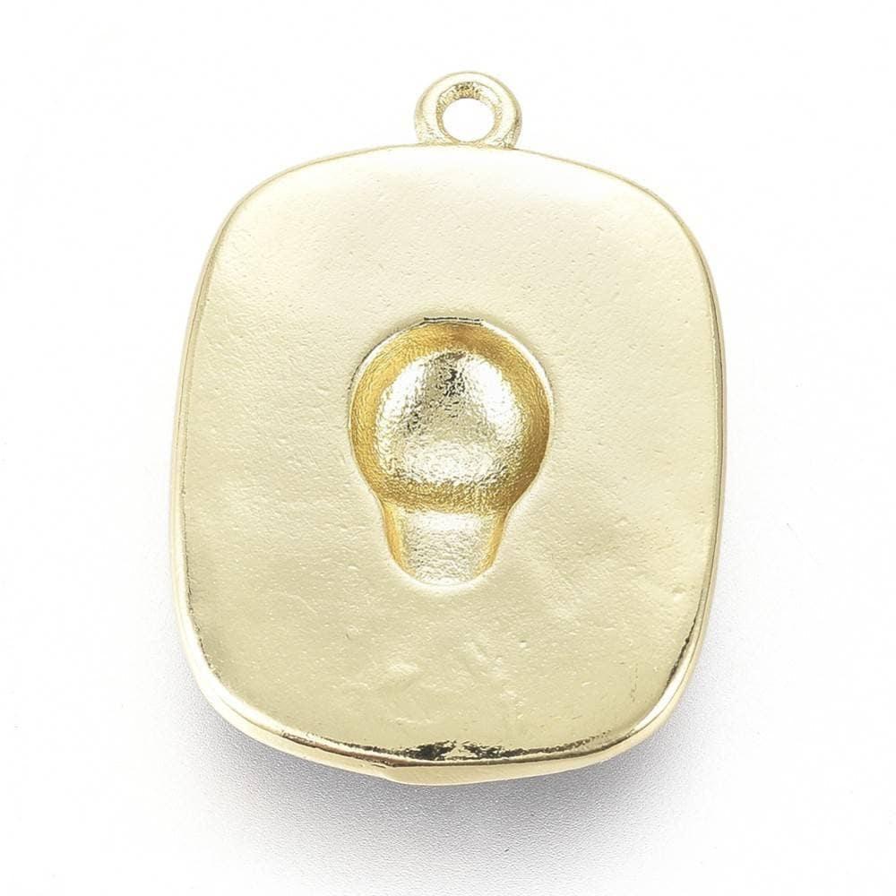 Pendentif médaille rectangle lion émail laiton doré, pendentif laiton, pendentif felin,sans nickel, abeille dorée,21.5mm, x1,G2941