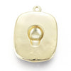 Pendentif médaille rectangle lion émail laiton doré, pendentif laiton, pendentif felin,sans nickel, abeille dorée,21.5mm, x1,G2941