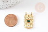 Pendentif médaille rectangle oeil protecteur laiton doré zircon 27.5mm, x1 G5957