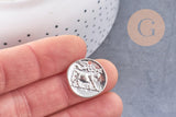Pendentif médaille romaine zamac argenté 19mm, x5 (G1675)