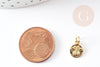 Pendentif médaille rond abeille laiton doré 10mm, x1 (G3371)