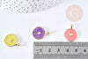 Pendentif médaille rond coeur émail coloré laiton doré 18mm, pendentif laiton émaillé,sans nickel, x1 G8554