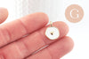 Pendentif médaille rond coeur émail laiton doré et zircon 18mm, x1 (G3645)
