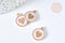 Pendentif médaille rond cœur émail rose clair zamac doré, création bijou amour, x1 (G7423)