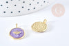 Pendentif médaille rond papillon émail violet laiton doré 18mm, pendentif laiton émaillé,sans nickel, x1 G8552