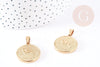 Pendentif médaille ronde Bélier acier 304 inoxydable doré à graver, x1 (G6114)