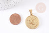 Pendentif médaille ronde Sagittaire acier 304 inoxydable doré à graver, x1 (G2077)
