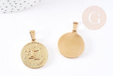 Pendentif médaille ronde Sagittaire acier 304 inoxydable doré à graver, x1 (G2077)
