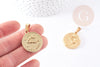 Pendentif médaille ronde Verseau acier 304 inoxydable doré à graver, x1 (G1721)