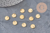 Pendentif médaille ronde acier 201 inoxydable doré 8mm, x10 (G2440)