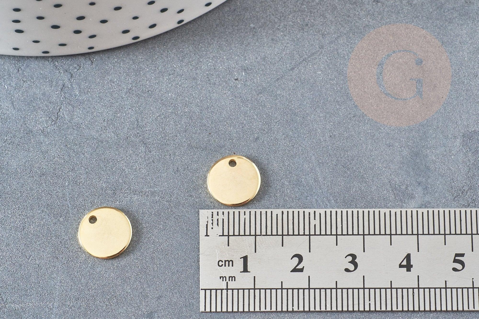 Pendentif médaille ronde acier 304 inoxydable doré 10mm x10 (4.5gr) (G0071)