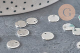 Silver-colored stainless steel round medallion pendant 8mm, x10 (G11348)