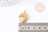 Pendentif médaille ronde aigle acier inoxydable doré,pendentif doré sans nickel,médaille or,2.2cm,x1 (G4056)