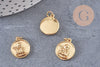 Pendentif médaille ronde ange laiton doré 18K 16.5mm, x1 (G5292)