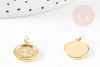Pendentif médaille ronde ange laiton doré 18K 16mm, x1 (G6712)