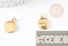 Pendentif médaille ronde ange laiton doré 18K, pendentif laiton doré pour création bijoux,médaille or,17mm, x1 G4929