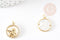 Pendentif médaille ronde ange laiton doré nacre et zircon, pendentif nacre et laiton doré pour création,médaille or,17.5mm, x1 G3569