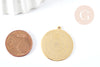 Pendentif médaille ronde astrologie acier 201 inoxydable doré 27.5mm, x1 (G6123)